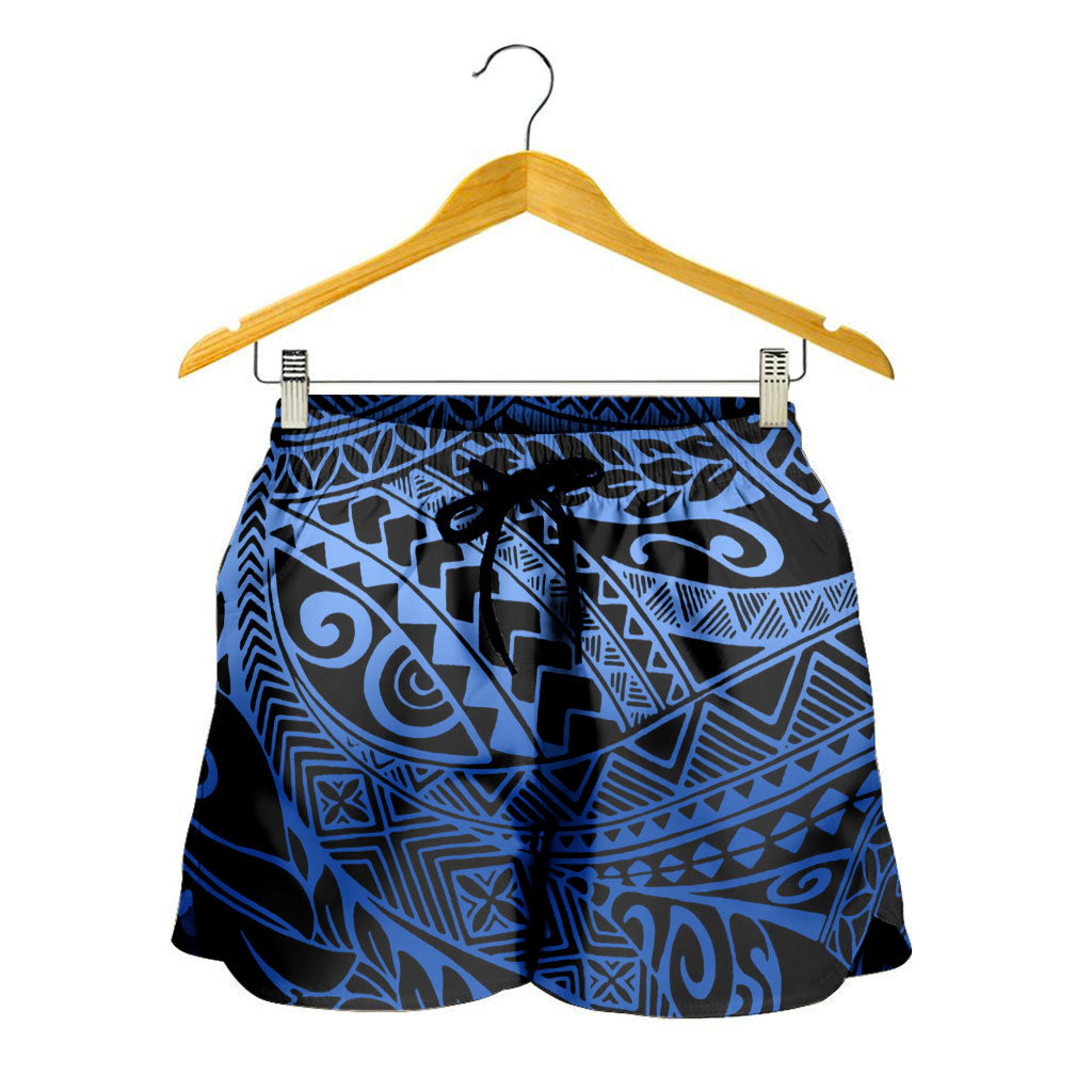Hawaii Women Shorts Tribal Leaf Blue