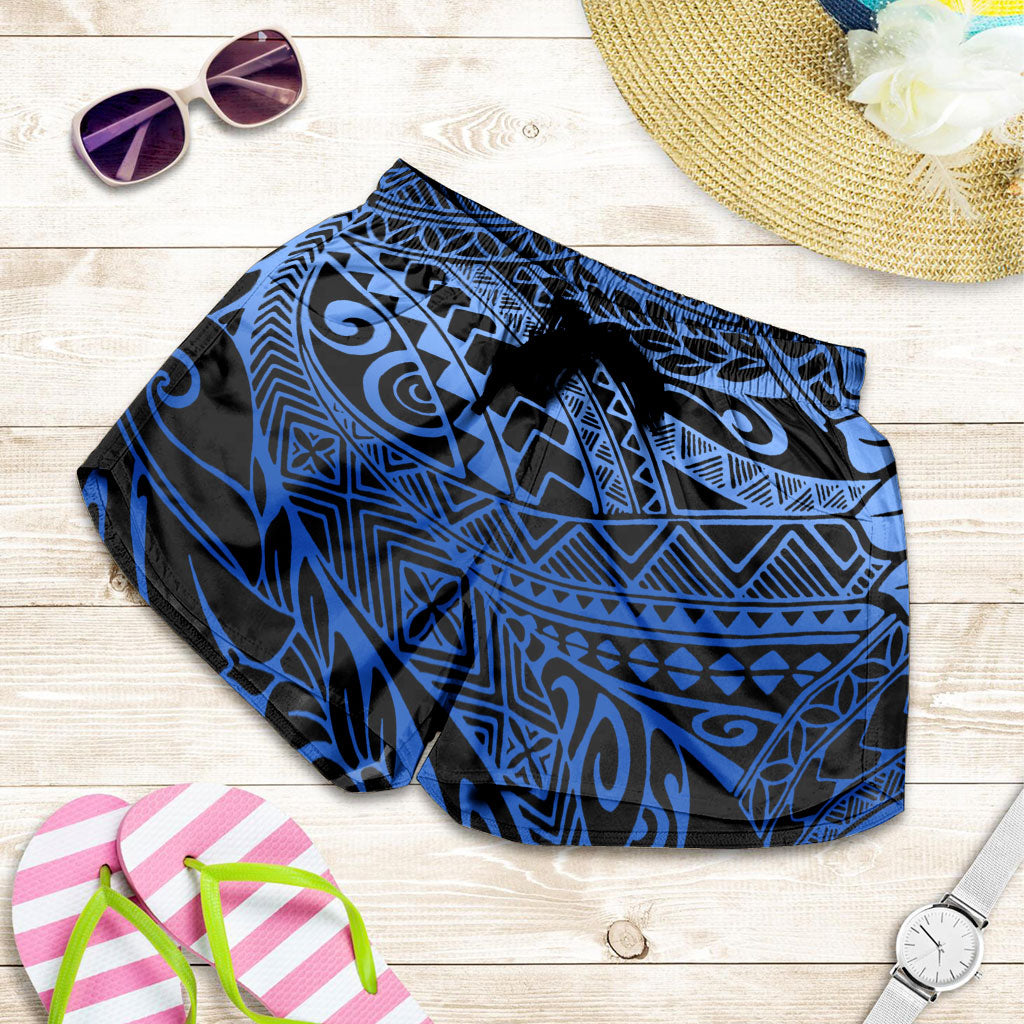 Hawaii Women Shorts Tribal Leaf Blue
