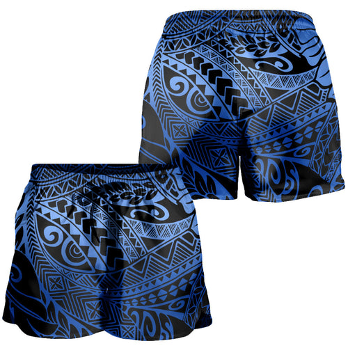 Hawaii Women Shorts Tribal Leaf Blue