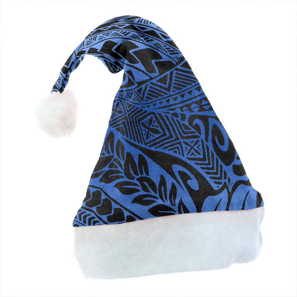 Hawaii Christmas Hat Tribal Leaf Blue