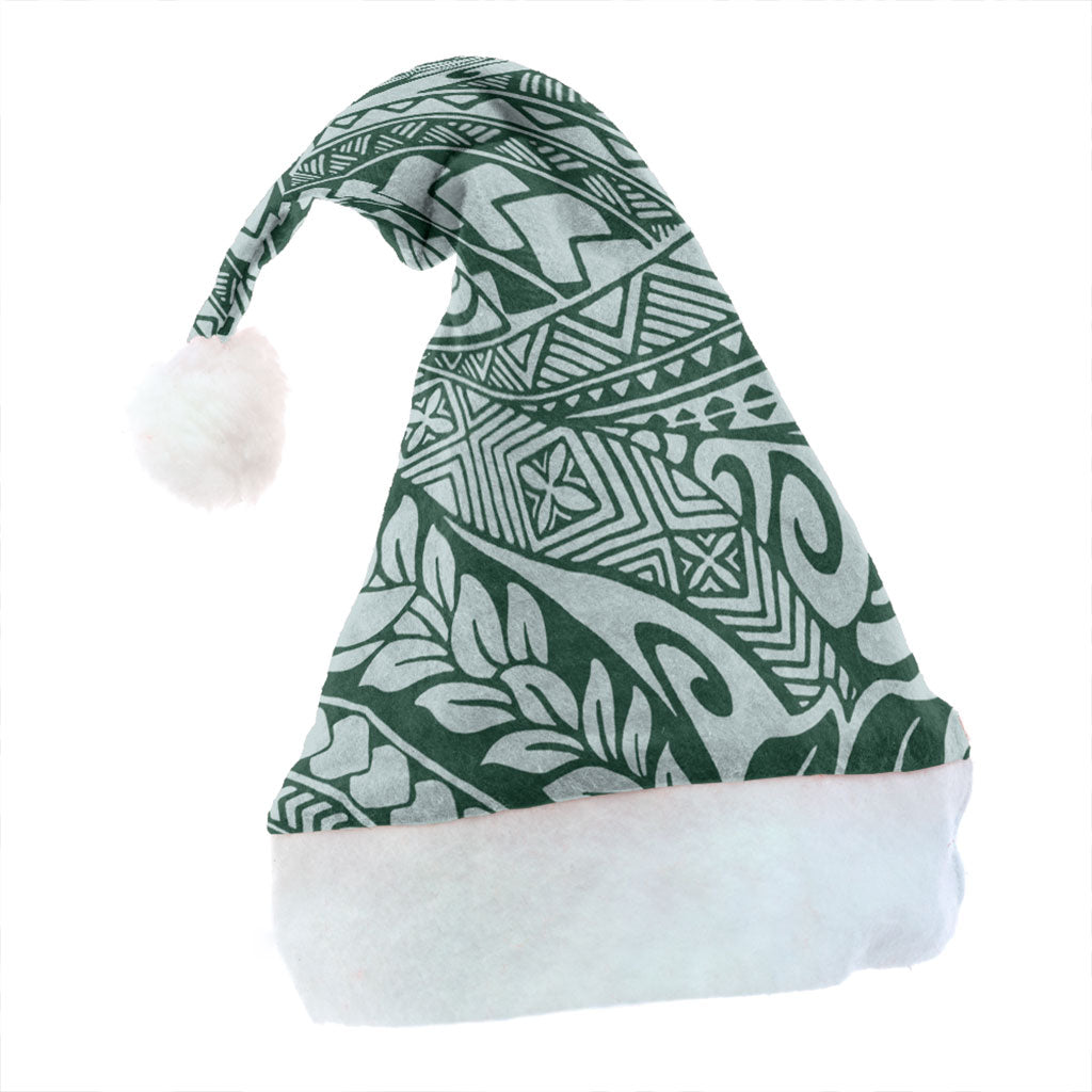 Hawaii Christmas Hat Tribal Leaf Green