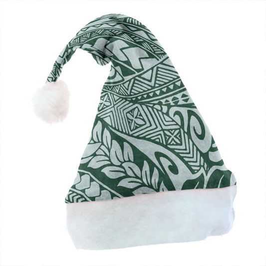 Hawaii Christmas Hat Tribal Leaf Green