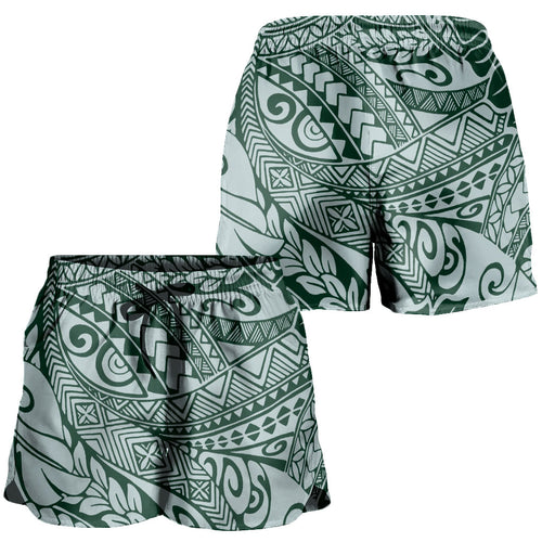 Hawaii Women Shorts Tribal Leaf Green