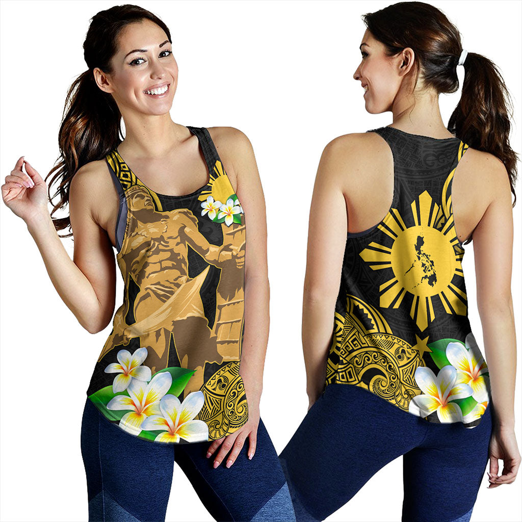 Philippines Filipinos Women Tank Custom Tribal Lapu Lapu With Plumeria Flower