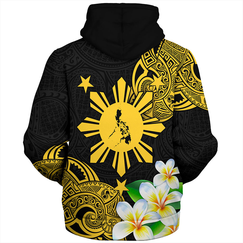Philippines Filipinos Sherpa Hoodie Custom Tribal Lapu Lapu With Plumeria Flower