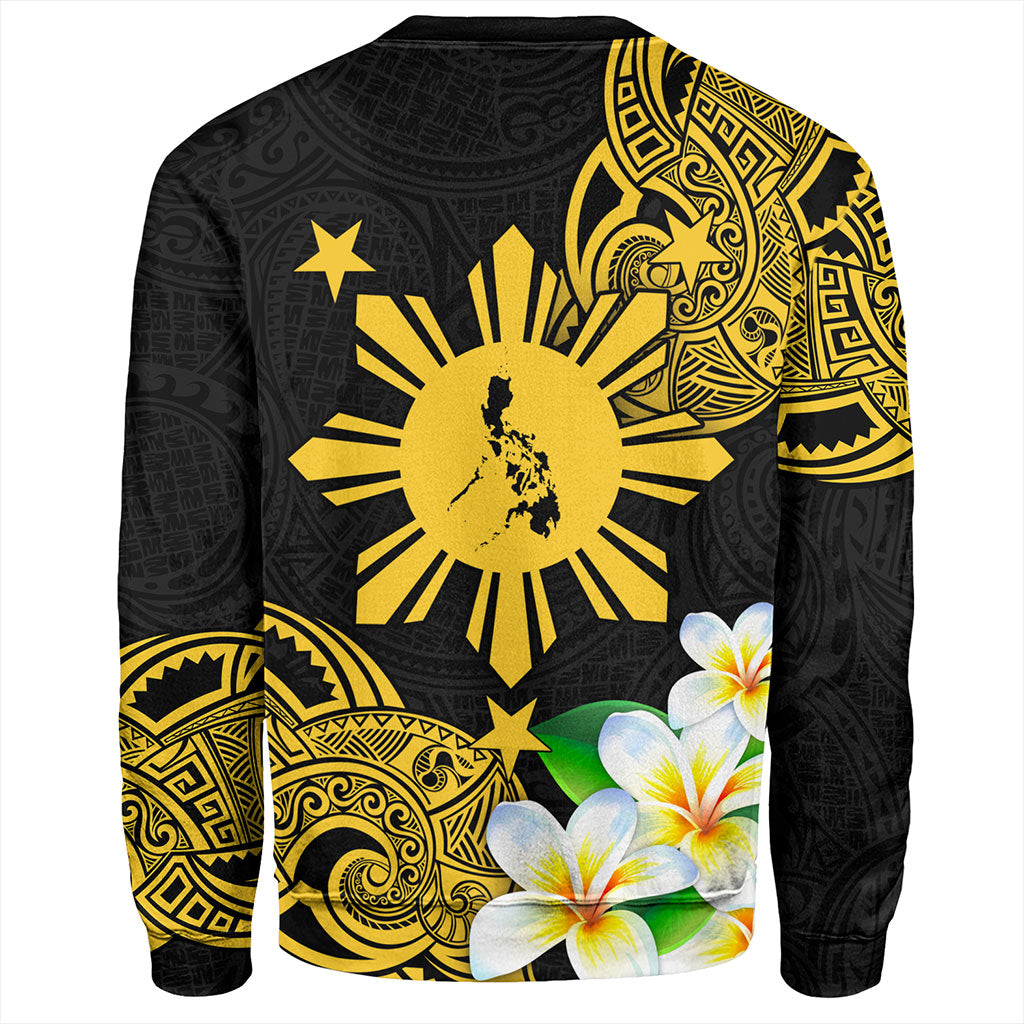 Philippines Filipinos Sweatshirt Custom Tribal Lapu Lapu With Plumeria Flower