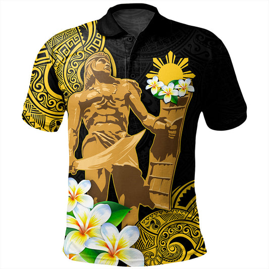 Philippines Filipinos Polo Shirt Custom Tribal Lapu Lapu With Plumeria Flower