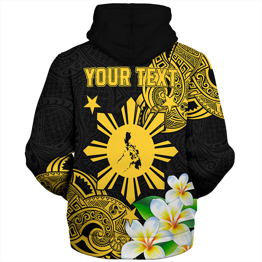 Philippines Filipinos Sherpa Hoodie Custom Tribal Lapu Lapu With Plumeria Flower