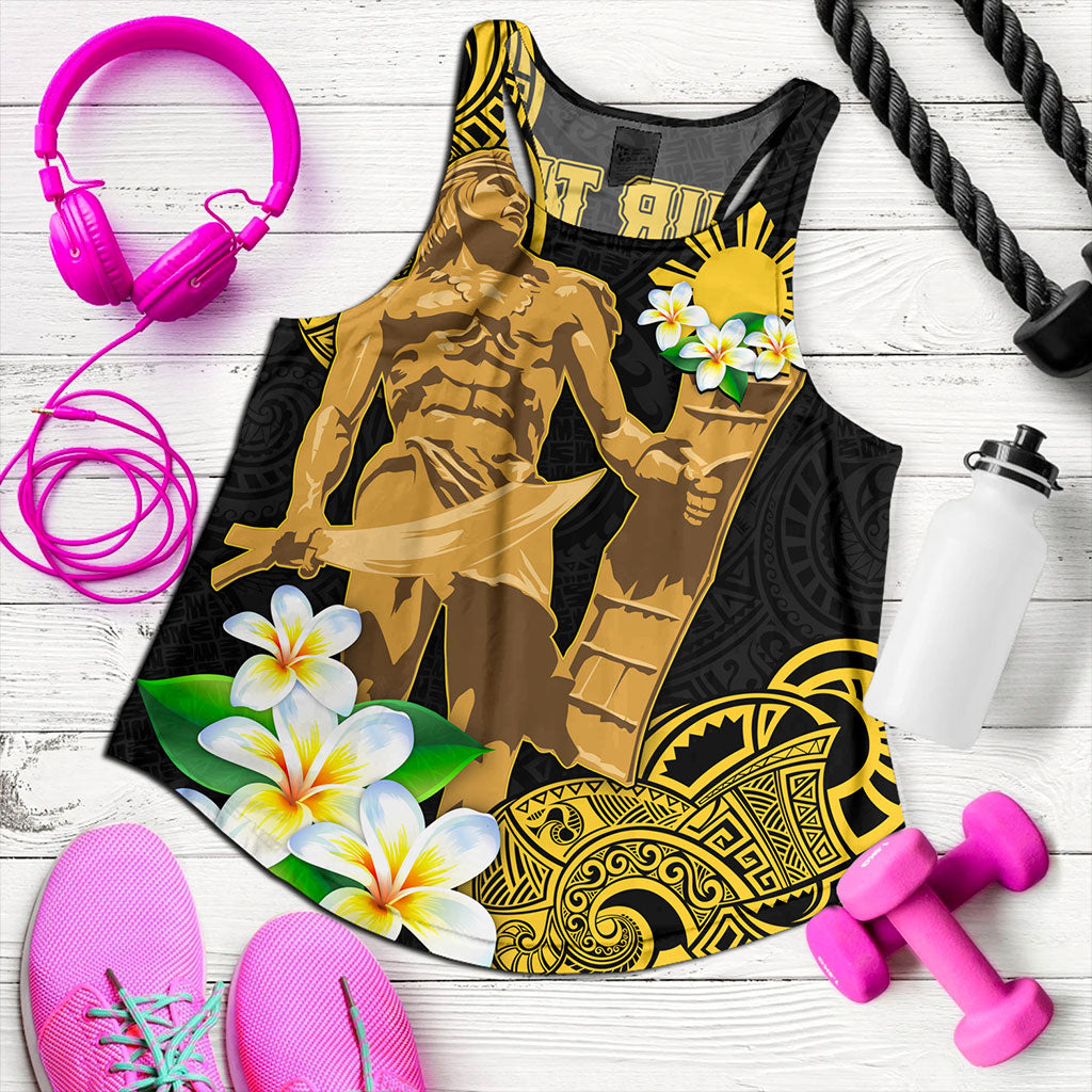 Philippines Filipinos Women Tank Custom Tribal Lapu Lapu With Plumeria Flower