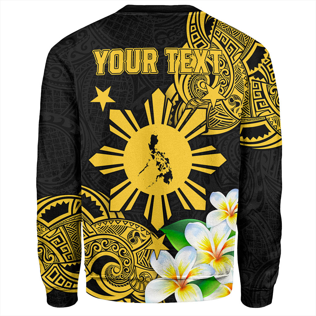 Philippines Filipinos Sweatshirt Custom Tribal Lapu Lapu With Plumeria Flower