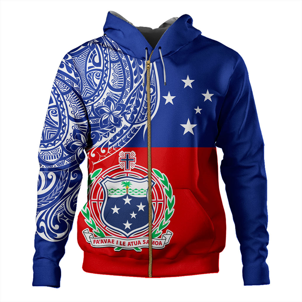Samoa Hoodie Tribal Polynesia Flag Half Concept