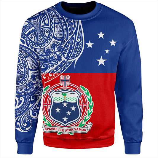 Samoa Sweatshirt Tribal Polynesia Flag Half Concept
