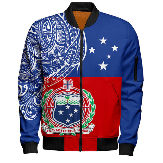 Samoa Bomber Jacket Tribal Polynesia Flag Half Concept
