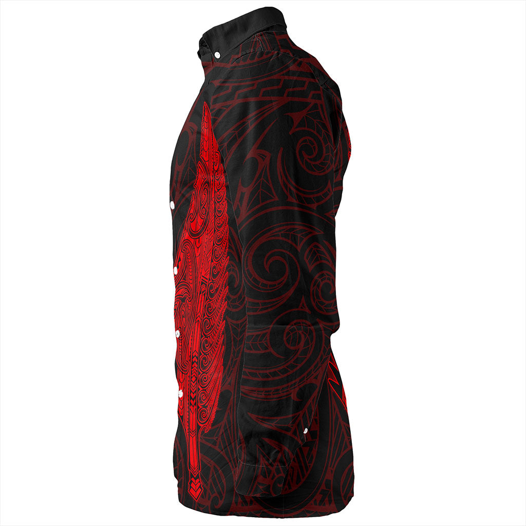 New Zealand Long Sleeve Shirt Silver Fern Tattoo Simple Style