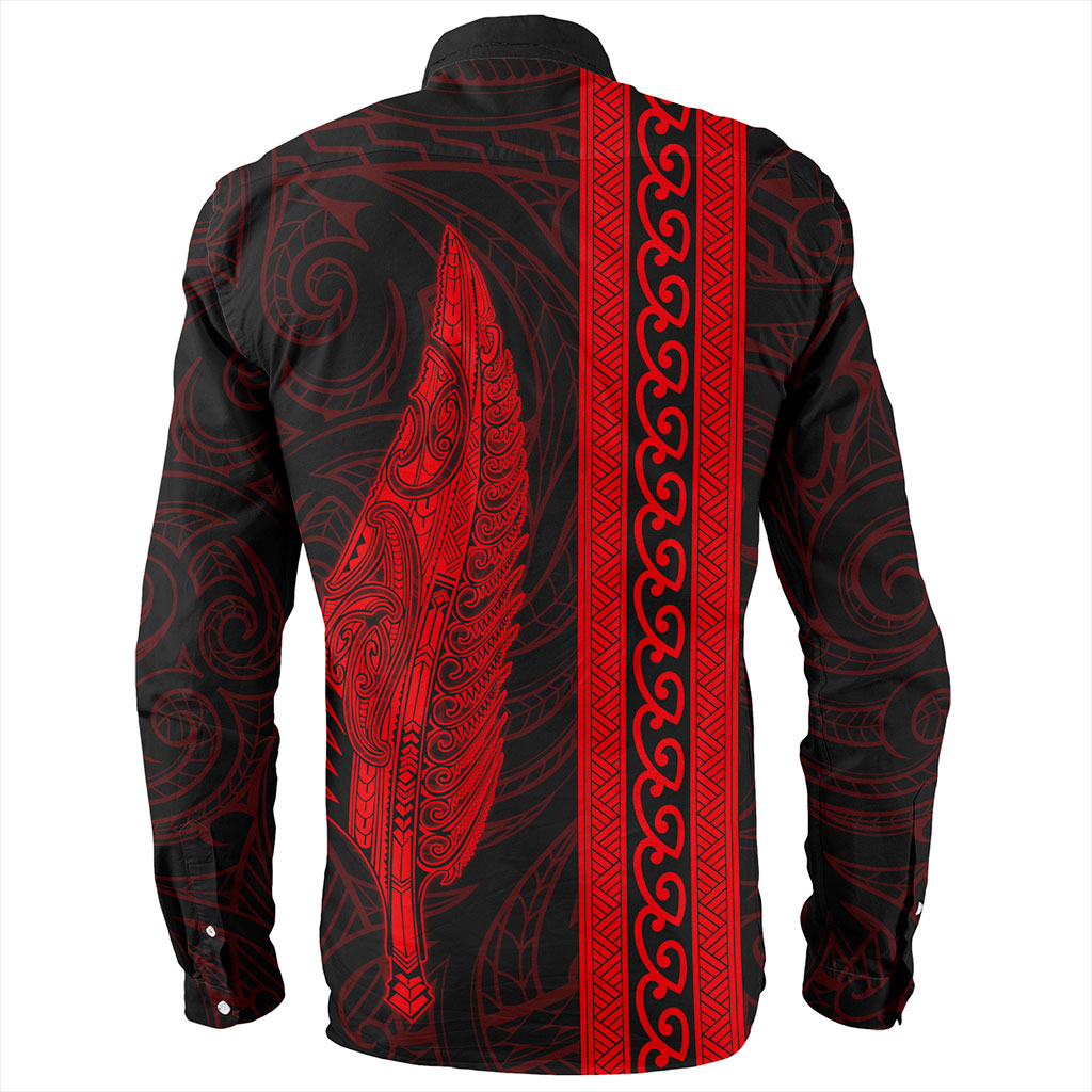 New Zealand Long Sleeve Shirt Silver Fern Tattoo Simple Style