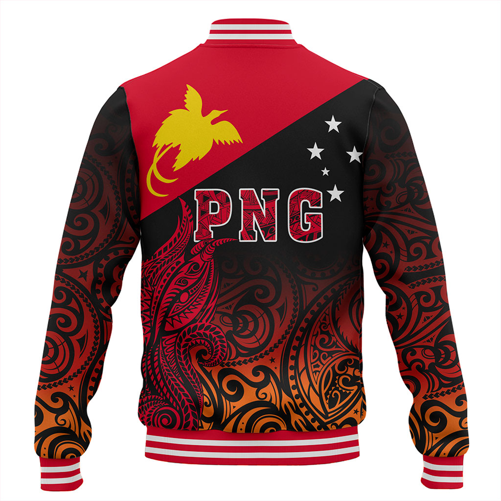 Papua New Guinea Baseball Jacket Tribal Tattoo Bird PNG Design Gradient Style
