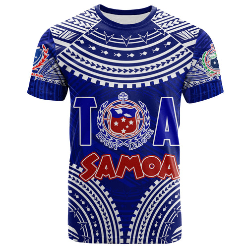 (Custom Personalised) Samoa Rugby Toa Samoa Blue Style T-Shirt