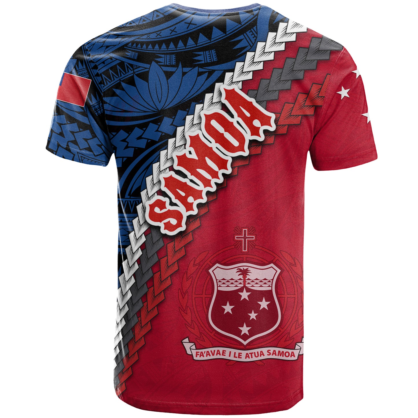 Samoa T-Shirt - Samoa Coat Of Arms With Polynesian Tribal Flag Style