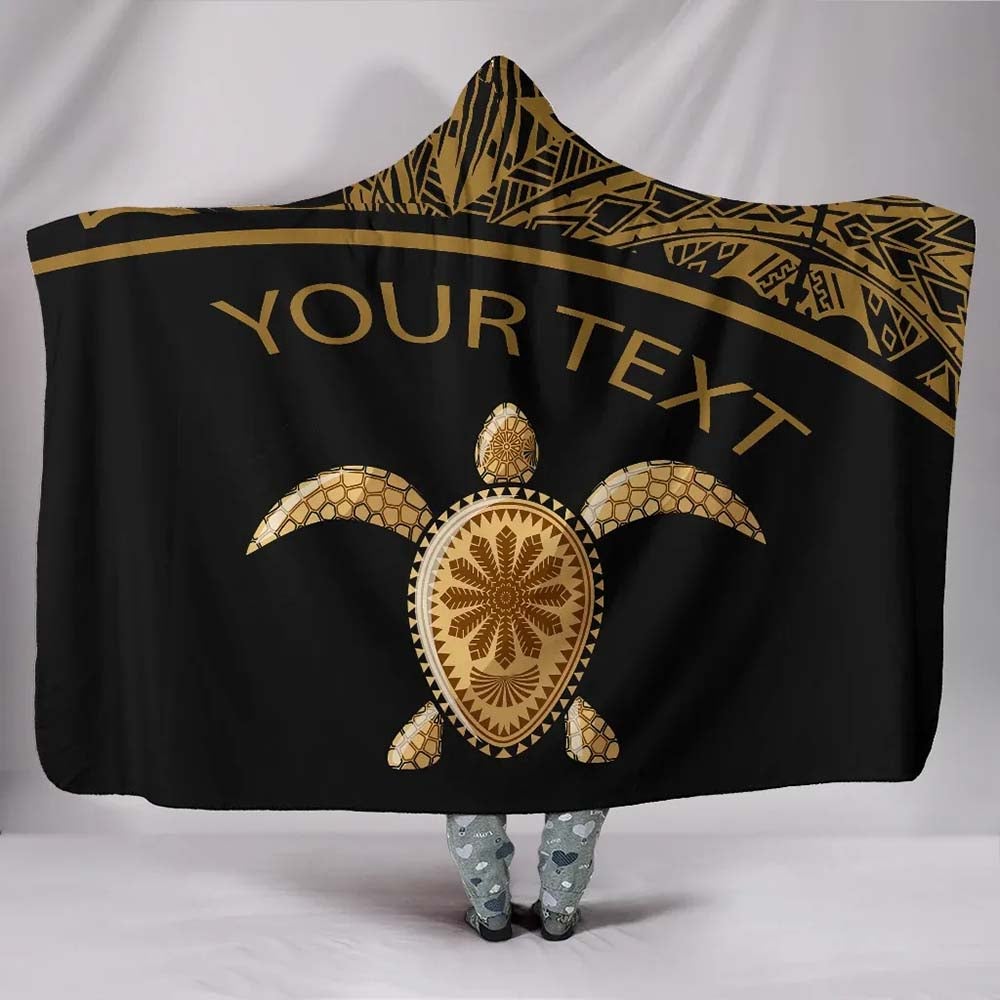 Turtle Personalised Hooded Blanket - Polynesian Gold Curve Style
