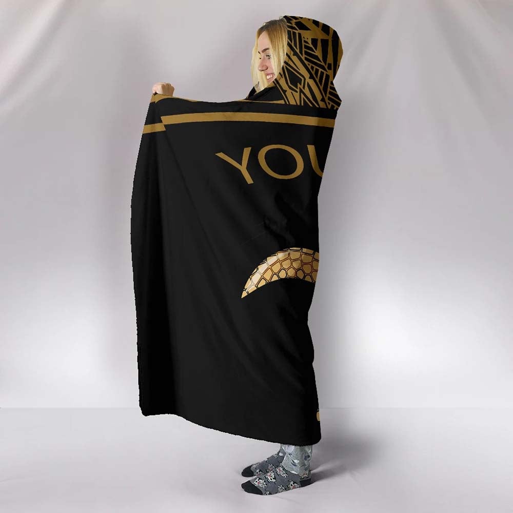 Turtle Personalised Hooded Blanket - Polynesian Gold Curve Style