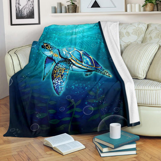Turtle Premium Blanket - Turtle Under Sea