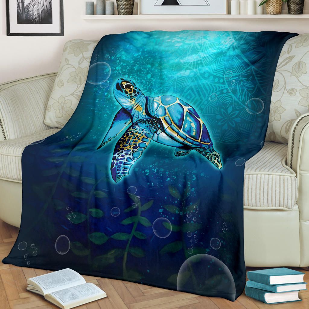 Turtle Premium Blanket - Turtle Under Sea