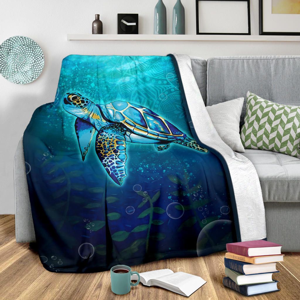 Turtle Premium Blanket - Turtle Under Sea