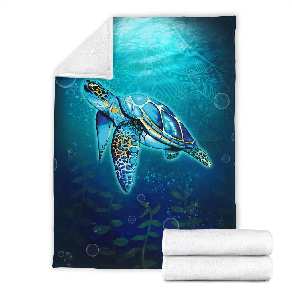 Turtle Premium Blanket - Turtle Under Sea