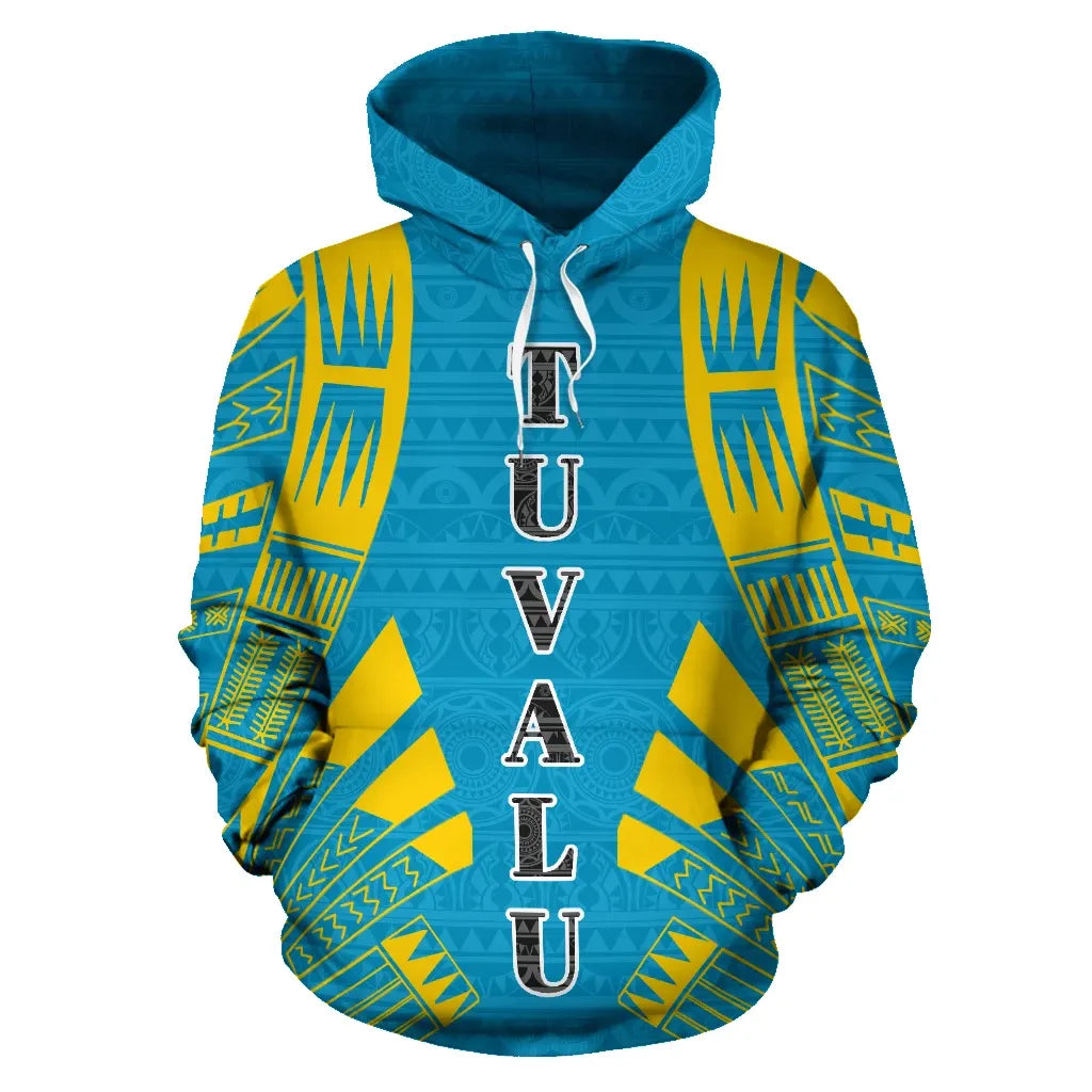 Tuvalu All Over Hoodie - Polynesian Tattoo Style