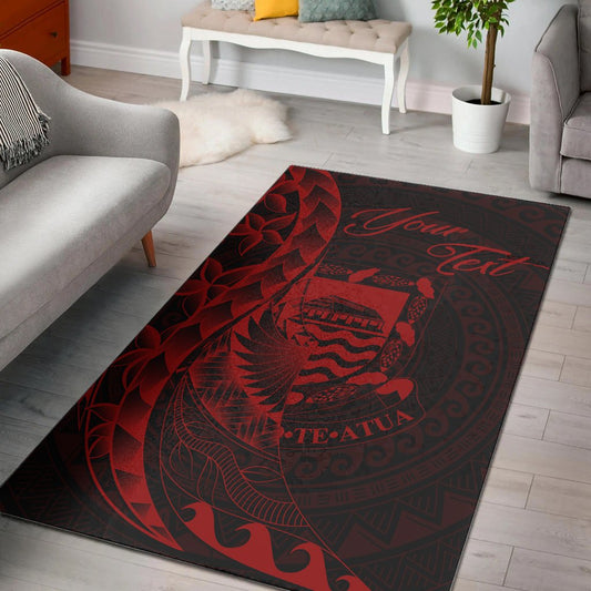 Tuvalu Area Rug - Custom Polynesian Pattern Style Red Color