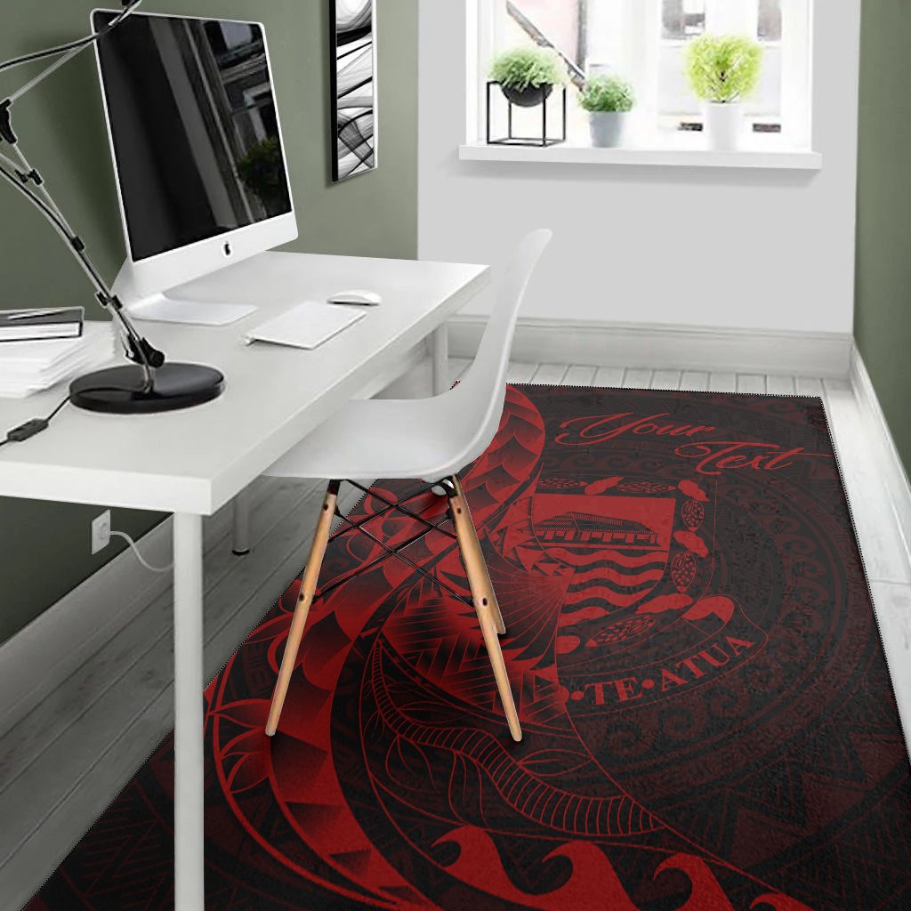 Tuvalu Area Rug - Custom Polynesian Pattern Style Red Color