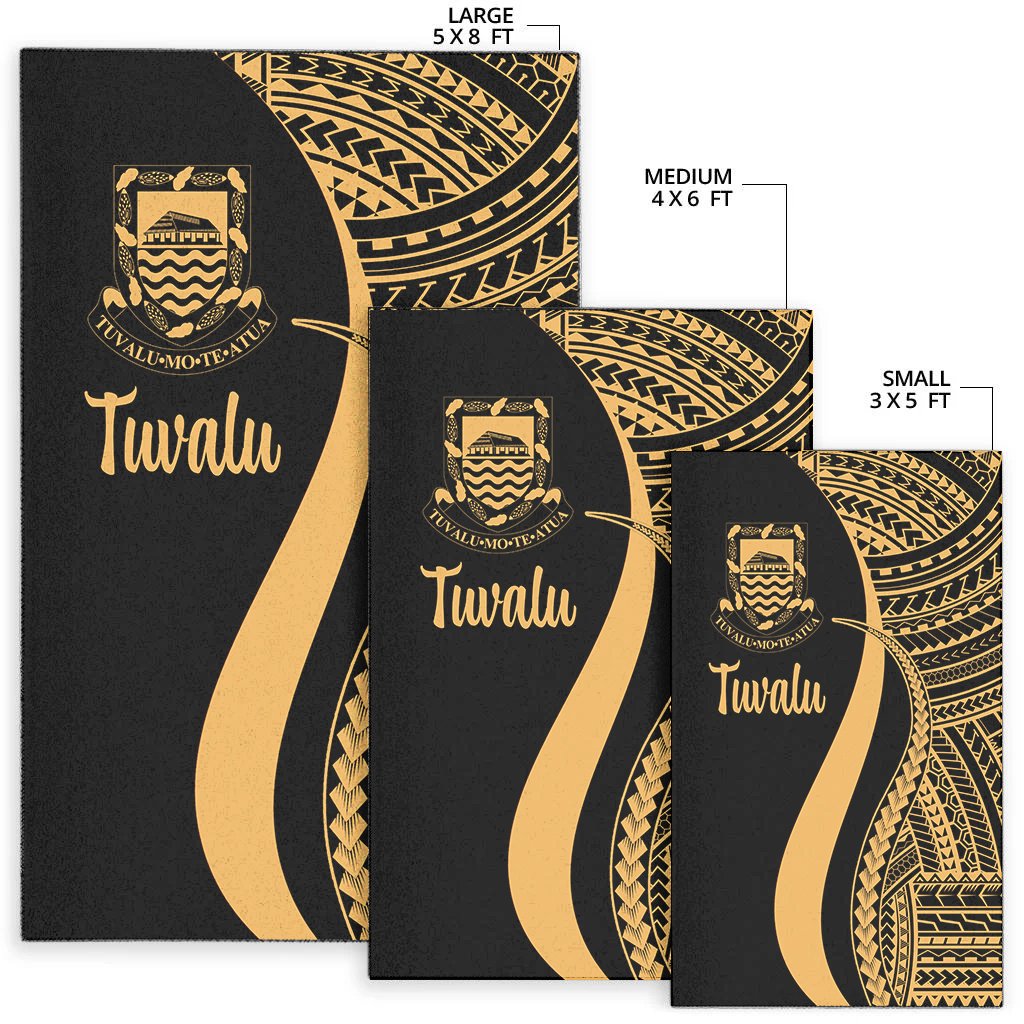 Tuvalu Area Rug - Gold Polynesian Tentacle Tribal Pattern