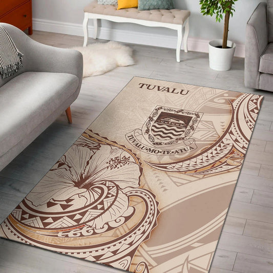 Tuvalu Area Rug - Hibiscus Flowers Vintage Style