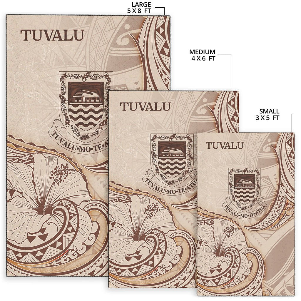 Tuvalu Area Rug - Hibiscus Flowers Vintage Style