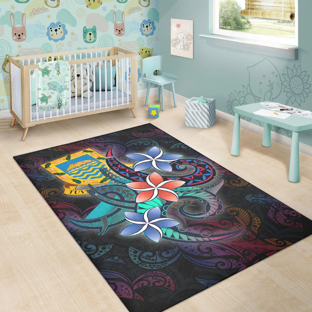 Tuvalu Area Rug - Plumeria Flowers Style