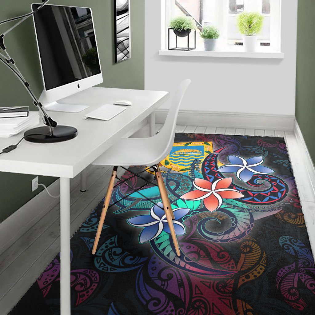 Tuvalu Area Rug - Plumeria Flowers Style