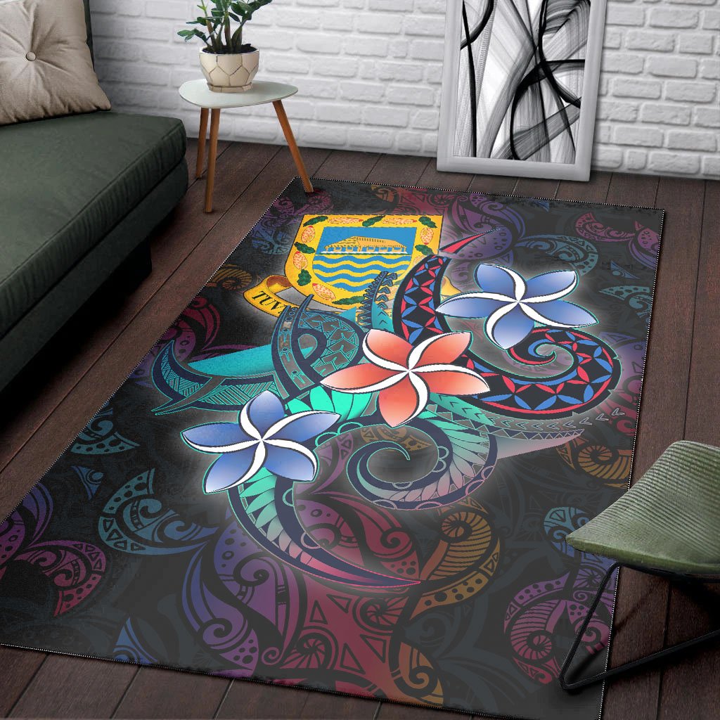 Tuvalu Area Rug - Plumeria Flowers Style