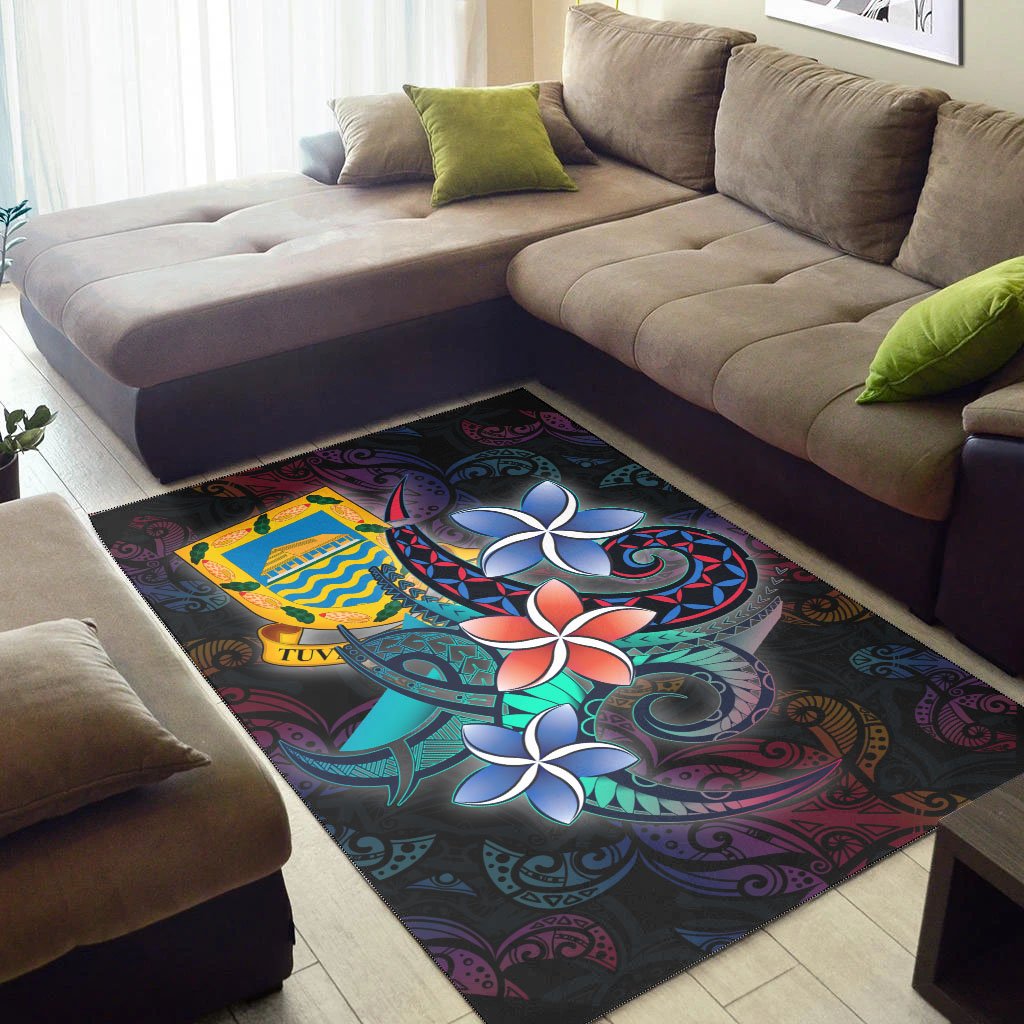 Tuvalu Area Rug - Plumeria Flowers Style