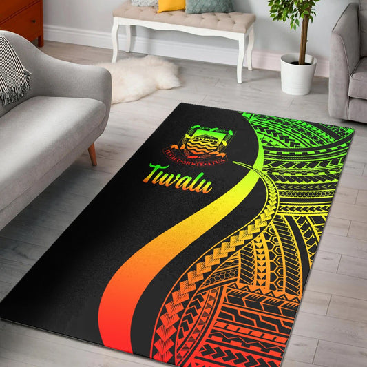 Tuvalu Area Rug - Reggae Polynesian Tentacle Tribal Pattern