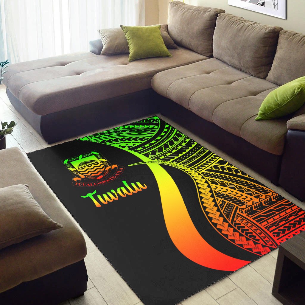 Tuvalu Area Rug - Reggae Polynesian Tentacle Tribal Pattern