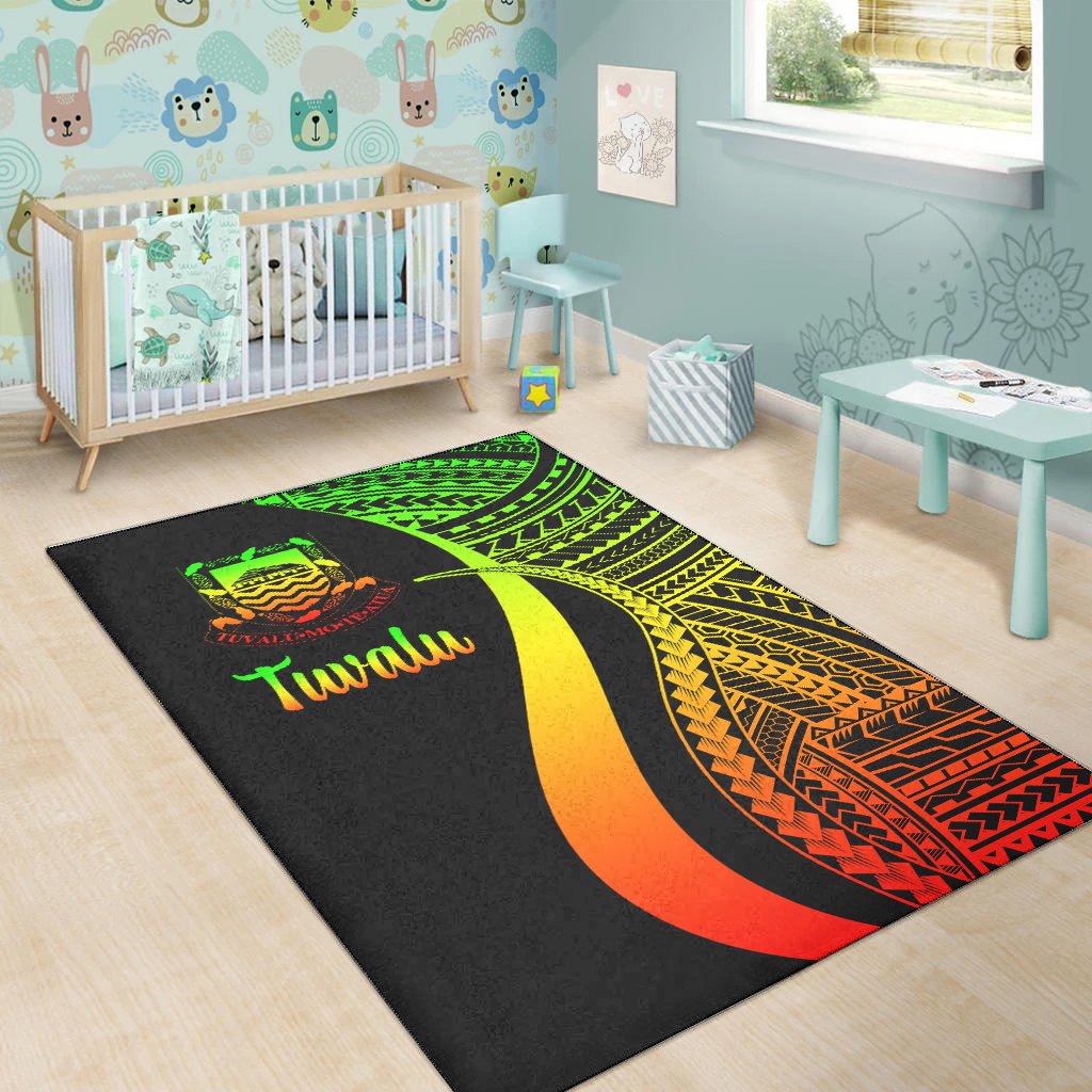 Tuvalu Area Rug - Reggae Polynesian Tentacle Tribal Pattern