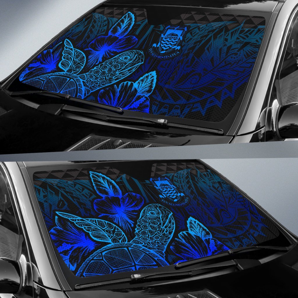 Tuvalu Auto Sun Shades Turtle Hibiscus Blue