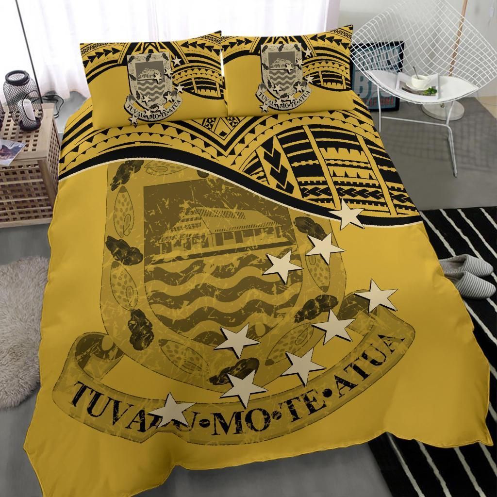 Tuvalu Duvet Cover Set - Coat Of Arms & Flag Yellow