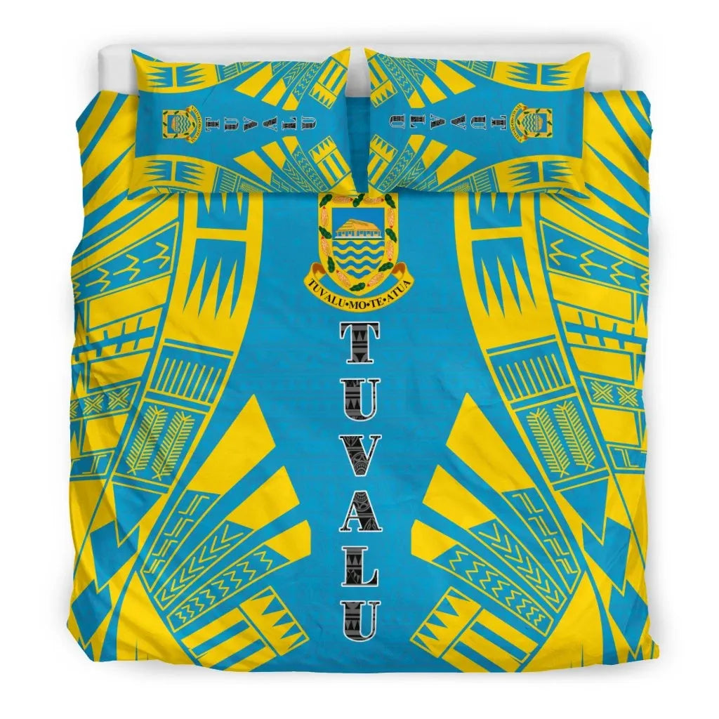 Tuvalu Duvet Cover Set - Polynesian Tattoo Flag