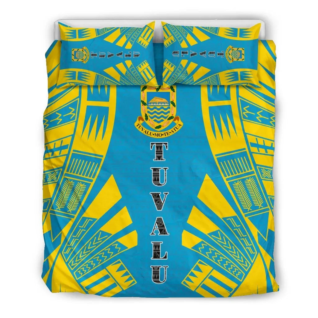 Tuvalu Duvet Cover Set - Polynesian Tattoo Flag