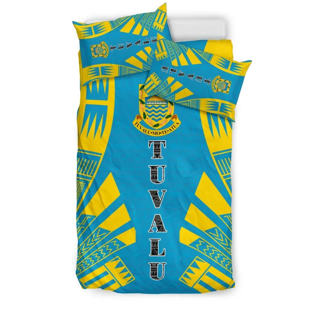 Tuvalu Duvet Cover Set - Polynesian Tattoo Flag