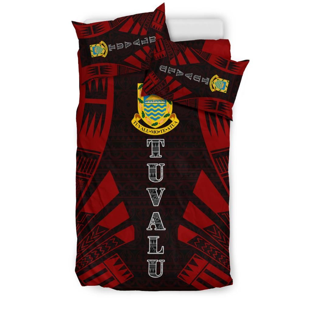 Tuvalu Duvet Cover Set - Polynesian Tattoo Red