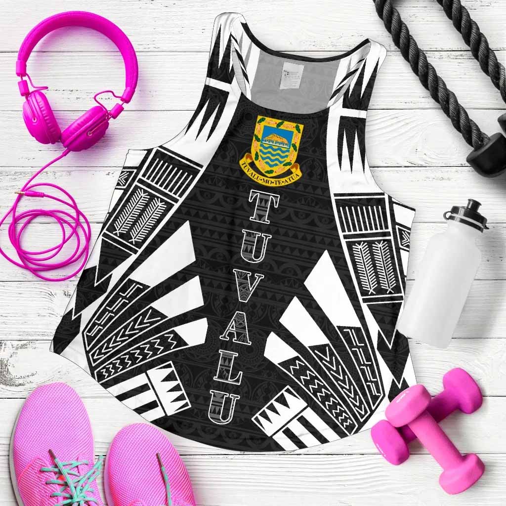 Tuvalu Women Racerback Tank - Polynesian Tattoo Black