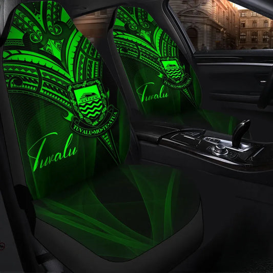 Tuvalu Car Seat Cover - Green Color Cross Style