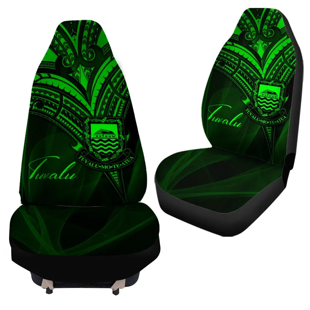 Tuvalu Car Seat Cover - Green Color Cross Style